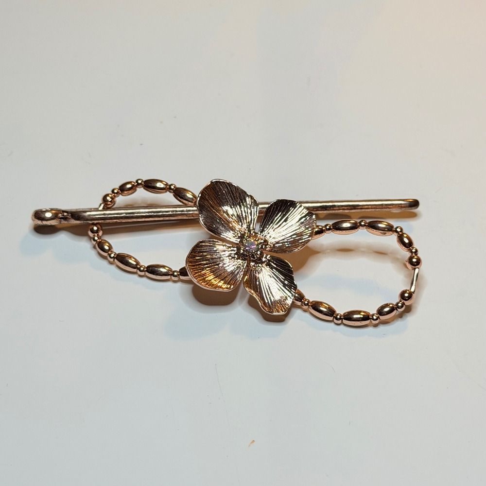 Lilla Rose Flexi Clip Rose Gold Flower Hair Accessory Medium Barette